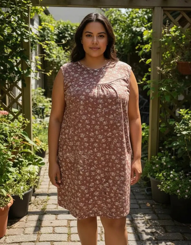 Vestido Mujer Talles Grandes Plus Size Marrón Floral 3