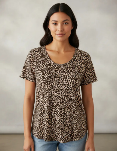 Remerón Remera Animal Print Leopard Marrón Claro Único Animal Print