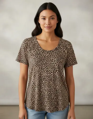 Remerón Remera Animal Print Leopard Marrón Claro Único Animal Print