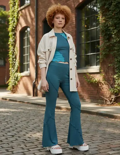 Calza Semi Oxford Acanalada Mujer Leggings Azul Petróleo Liso S