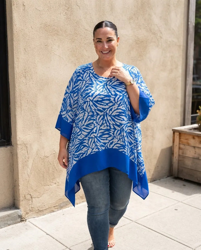 Blusa Blusón Remerón Mujer Talles Amplios Azul Francia Guarda Azul 3