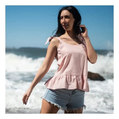 Blusas En Tela De Algodón Rosa M