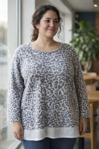 Sweater Angorina Buzo  Blusón Lanilla Plus Size Gris 2x