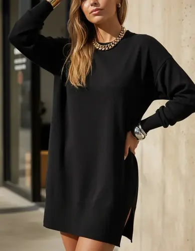 Sweater Oversize Amplio Plus Tejido Punto Buzo Negro Único
