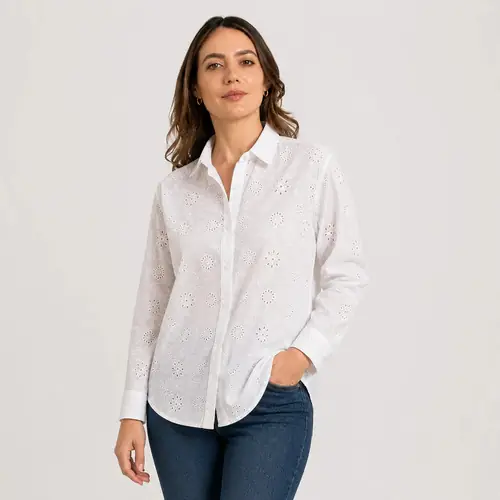 Camisa Blusa Broderie Bordada Camisola Blanco 1