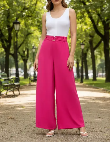 Pantalón Palazzo Pantalona Fucsia L