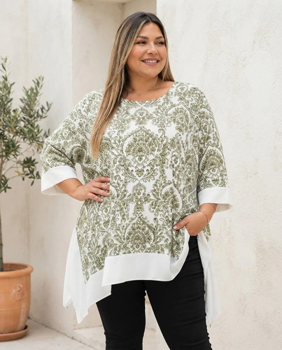 Blusa Blusón Remerón Mujer Talles Amplios Verde Claro Guarda Blanca 2