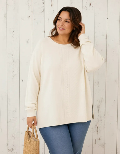 Sweatere Tejido De Punto Plus Size Crudo Diseño 3 2x A 3x