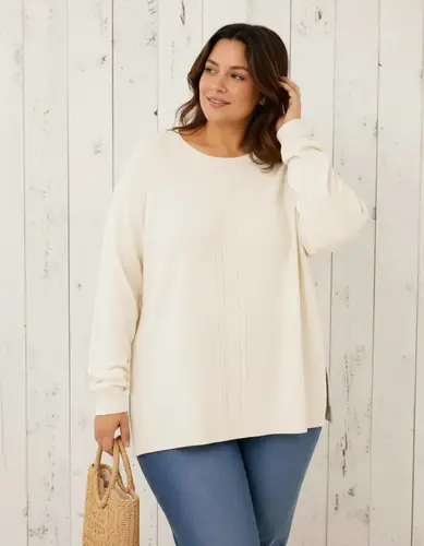 Sweatere Tejido De Punto Plus Size Crudo Diseño 3 2x A 3x
