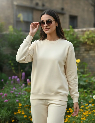 Buzo Deportivo De Algodón Para Mujer - Felpa Xxl Beige