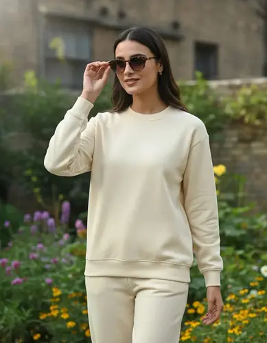 Buzo Deportivo De Algodón Para Mujer - Felpa Xxl Beige
