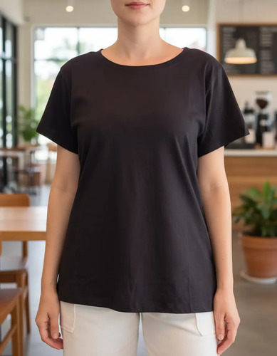 Remera Remerón Algodón Mujer Negro 1x