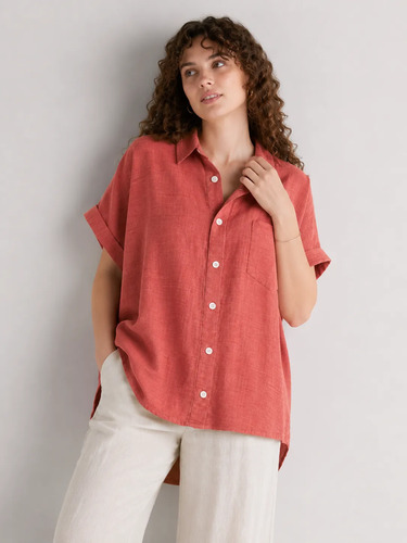 Camisa Camisola  De Mujer Oversize Coral 3