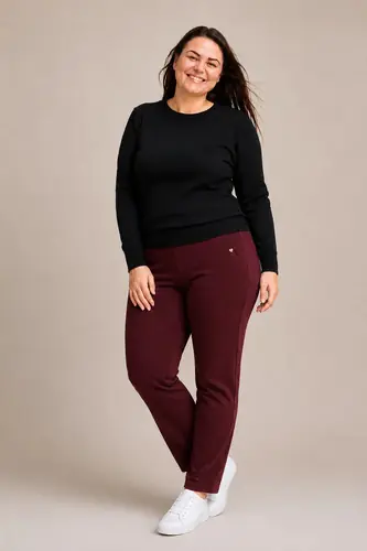 Calza Afelpada Plus Size Talles Grandes Térmicas Bordó 2xl