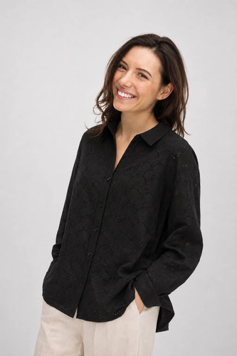 Camisa Blusa Broderie Bordada Camisola Negro Modelo 2 1