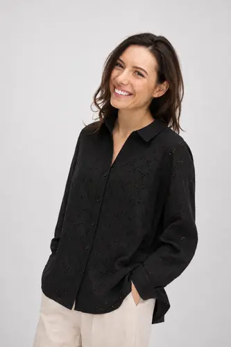 Camisa Blusa Broderie Bordada Camisola Negro Modelo 2 1