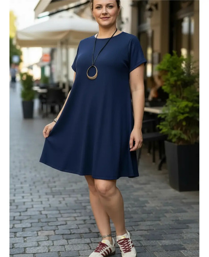 Vestido Morley Con Bolsillos Azul Marino Único