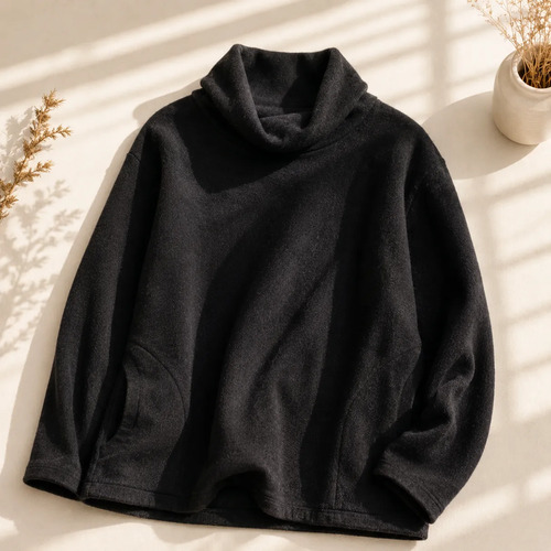 Sweater Buzo  Polerón Lanilla Aspen Overesize Único Negro
