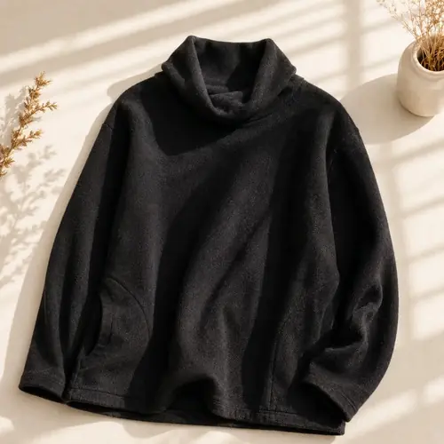 Sweater Buzo  Polerón Lanilla Aspen Overesize Único Negro