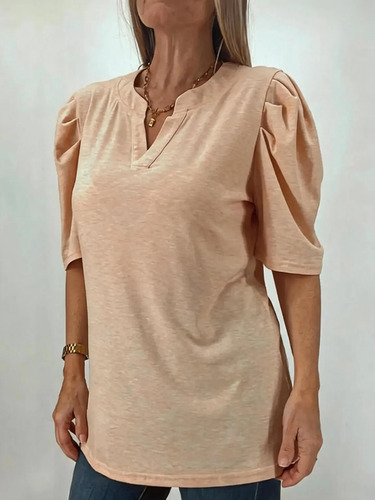 Remera Drapeada Blusita Beige L