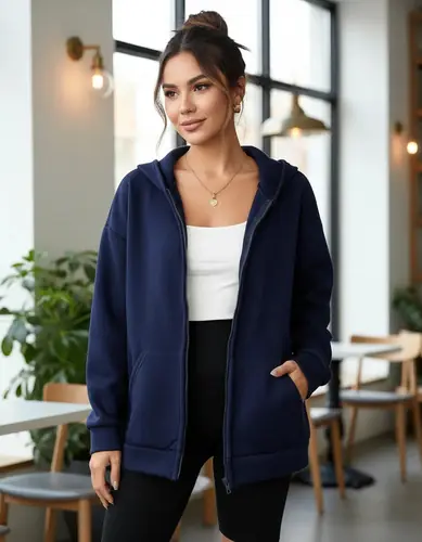 Campera Deportiva Afelpada Oversize Azul L