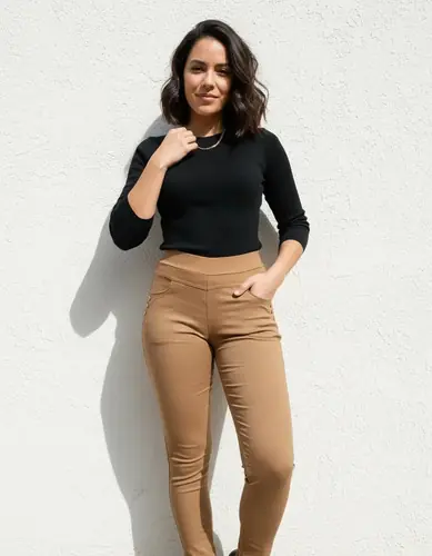 Calza Pantalón Gabardina Elastizada Calidad Caqui Xl