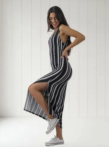 Vestido Midi Largo Licra Mujer
