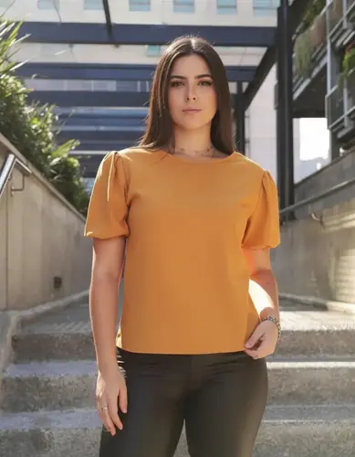 Blusas En Tela De Algodón Ocre L