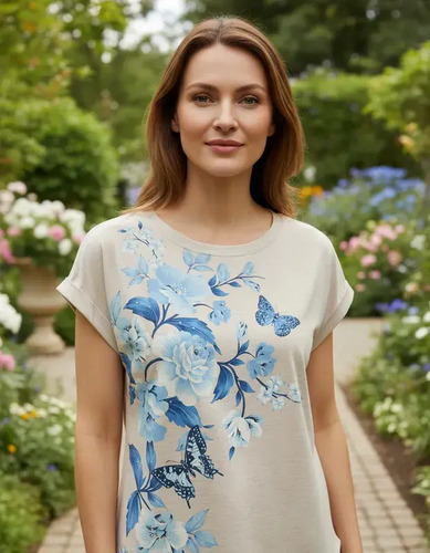 Remera Remerón Buzo Blusón Crudo Floral L