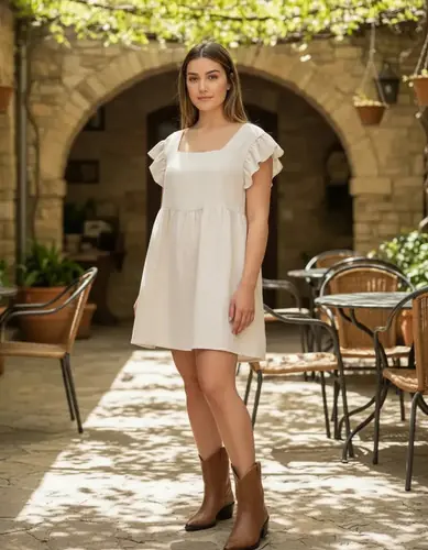 Vestido Lino Y Algodón Solera Crudo Xl