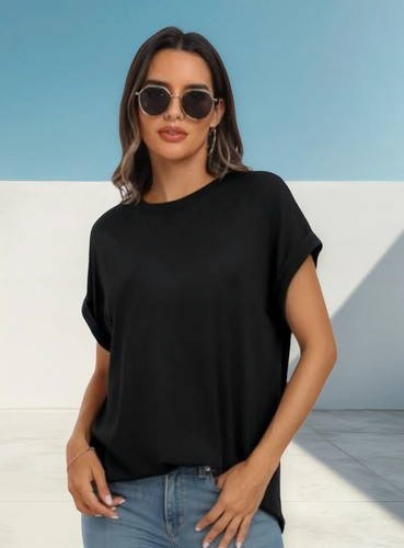 Remera Remerón Viscosa Buzo Negro 0
