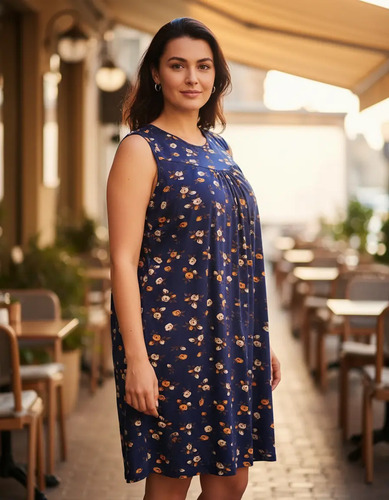 Vestido Mujer Talles Grandes Plus Size Azul Floral 2