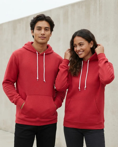 Canguro Deportivo Capucha Algodón Felpa Unisex Deportivo L Rojo