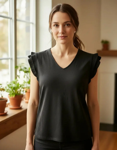 Remera Femenina Básica Negro 3
