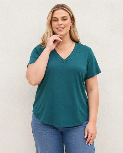 Remera Mujer Cuello En  V Blusa