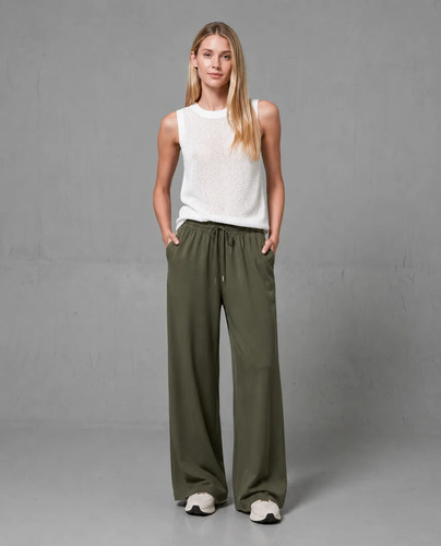 Pantalón Recto Para Mujer  Sport Spandex Verde Seco L