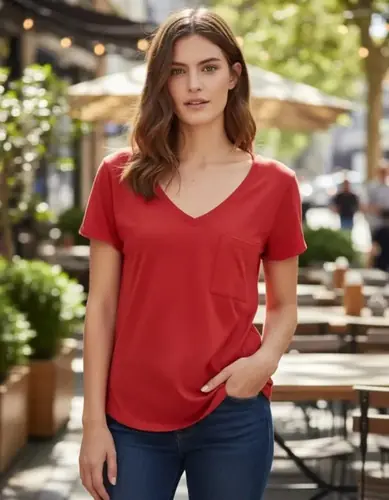 Remera  Básica Genérica Cómoda Y Versátil Viscosa Rojo Xl
