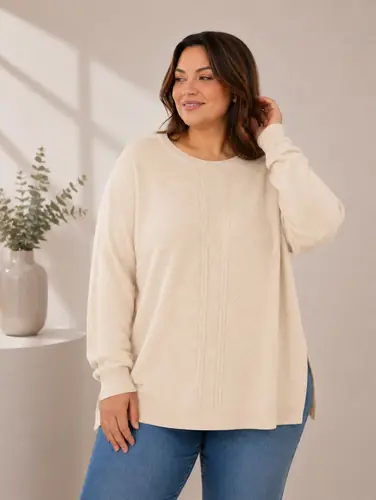 Sweatere Tejido De Punto Plus Size Beige Diseño 3 1x A 2x