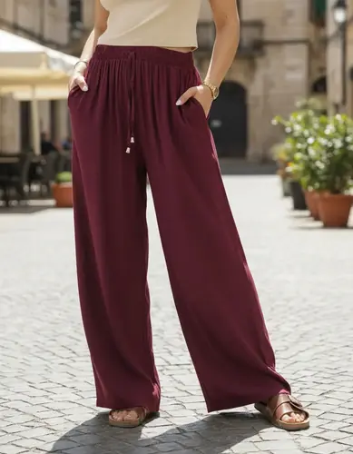 Palazzo Pantalón Fibrana Pantalona Bordó 1