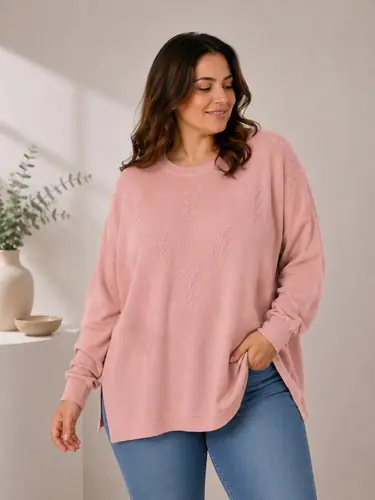 Sweatere Tejido De Punto Plus Size Rosa Modelo 2 1x A 2x
