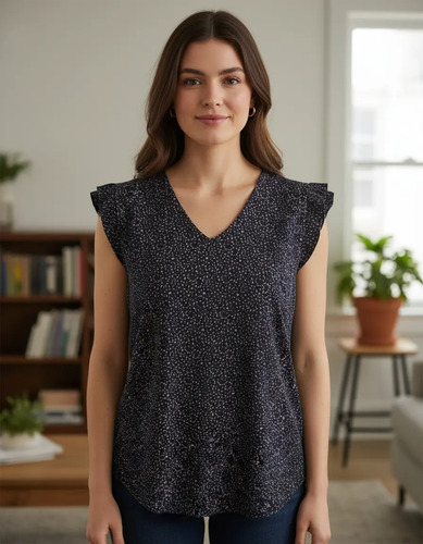 Remera Femenina Básica Negra Pintas 2