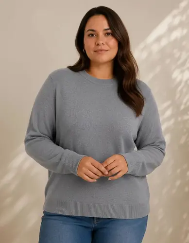 Sweater Oversize Talle Amplio Tejido De Punto Gris Único