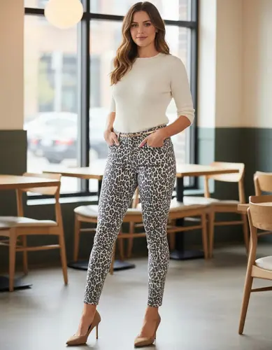 Jean Animal Print Chupín Skinny Leopardo