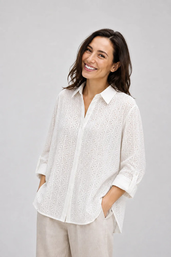 Camisa Blusa Broderie Bordada Camisola Blanco Modelo 2 2