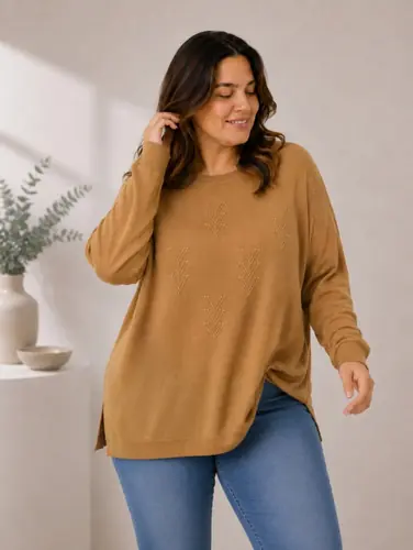 Sweatere Tejido De Punto Plus Size Caqui Modelo 2 2x A 3x