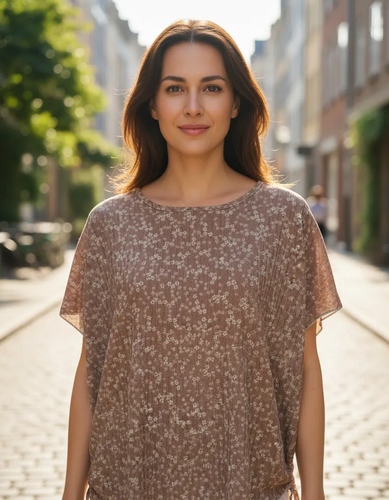 Blusa Blusón Amplio Talle Grande Tostada Floral Único