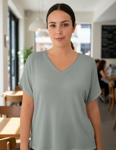 Remera Algodón Holgada Calidad Verde Claro 2