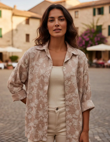 Camisa Camisola Sobrecamisa  Oversize Tostado Único