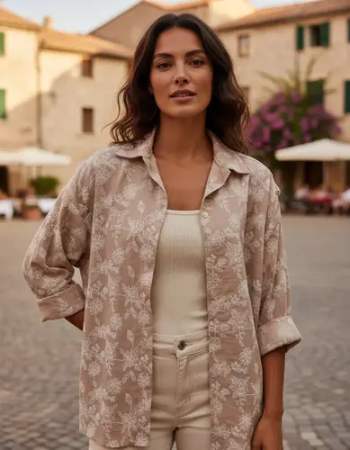 Camisa Camisola Sobrecamisa  Oversize Tostado Único