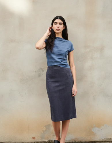 Pollera Falda Simil Gamuza Gris M